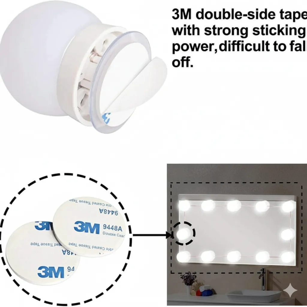 Beautiful LED Vanity Mirror Lights with 3 Colors Light Modes -10 LED Mirror Bulbs for Makeup