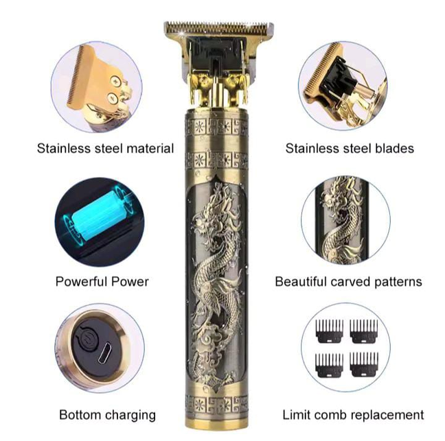 DALING Professional Hair Clipper DL-100 | Elegant Dragon Engraved Design, Excellent Clipping Function | High-Performance Grooming Tool