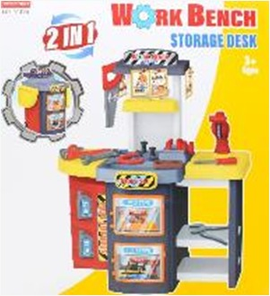 2-in-1 Kids Portable Workbench & Tool Playset with Storage Desk - Educational Engineer Toy