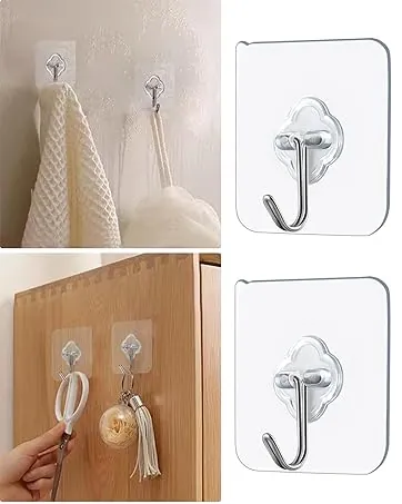 Pack of 10 Adhesive Single Wall Hooks – Heavy Duty, Waterproof & Reusable Self-Adhesive Hooks for Kitchen, Bathroom & Home Organization