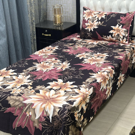 4Pc Crystal Cotton Single Bed Sheet Set – Soft & Durable Bedding Combo
