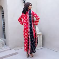 Red and Black 3Piece Digital Printed Lawn Suit Salina Separate Collection by Regalia Textiles 100% Original