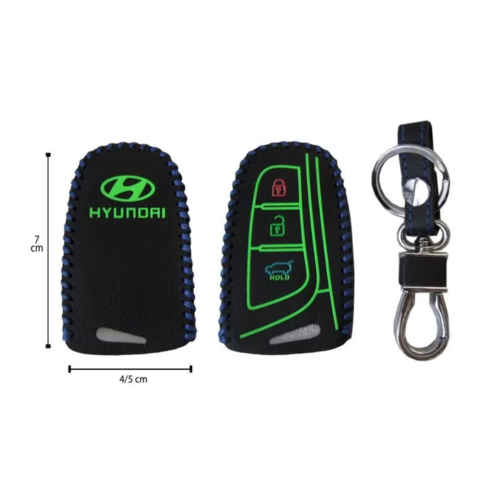 Premium high-quality black leather Key Fob Cover with hand-stitched edges