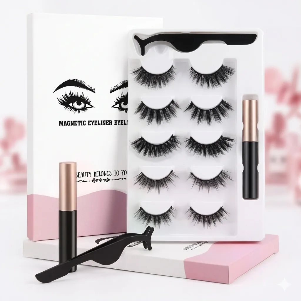 Red Cherry 5-in-1 Pack Eyelashes – Natural Look, Reusable, 100% Human Hair – Black Volume Lashes