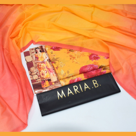 Latest MARIA.B 3PC Lawn Collection – Luxury Printed Lawn with Voil Dupatta & Trouser – Soft, Stylish & Comfortable.