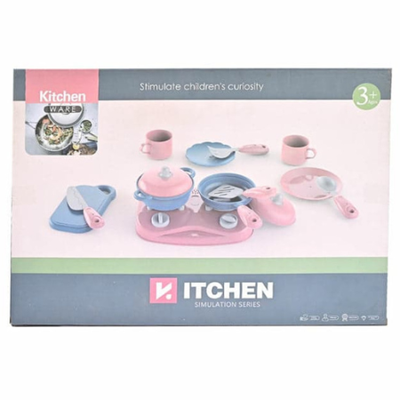 18-Piece Kitchen Simulation Playset for Kids – Pretend Cooking Toy Set with Stove, Utensils, Pots, Food & Accessories – Educational Role Play for Ages 3+