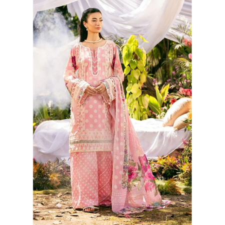Digital Printed Elaf 3Pc Lawn Suit with Airjet Doriya Shirt and Dyed Trouser