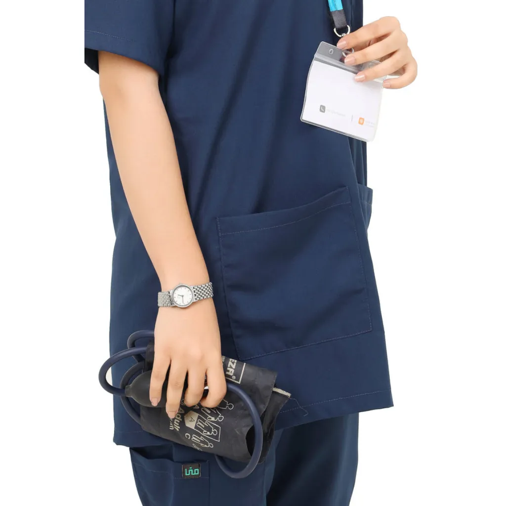 Women’s Half Sleeve Scrub Suit with Front Pockets – Admiral Blue