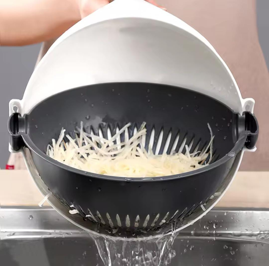 9-in-1 Multifunctional Vegetable Cutter, Slicer & Drain Basket - Mandoline Food Chopper with Interchangeable Blades
