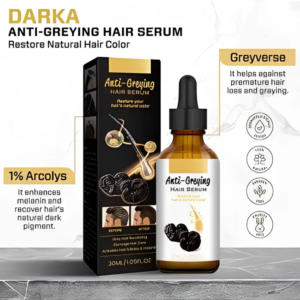 Restore & Revive NML DARKA Pro Anti-Greying Hair Serum for Natural Color - High Quality & Glass Bottle