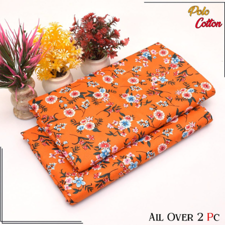 Floral Digital Printed 2-Piece Unstitched Suit for Women – Premium Micro Polo Cotton Shirt & Trouser – Elegant Summer Fashion 2025.