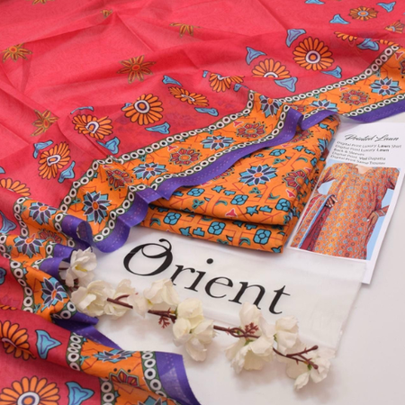 Orient Lawn Collection 2025 | First Volume | 3-Piece Unstitched Digital Printed Suit with Airjet Quality