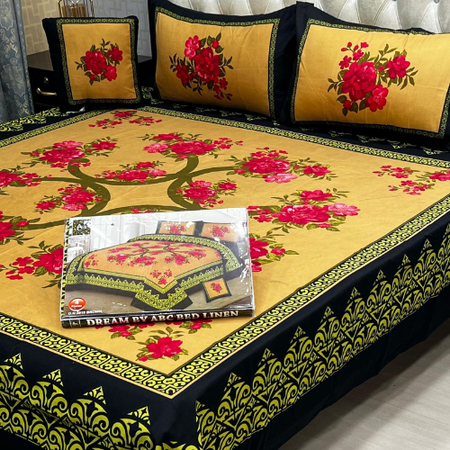 King Size 4PCS Bedsheet – Premium Quality Crystal Cotton Set.