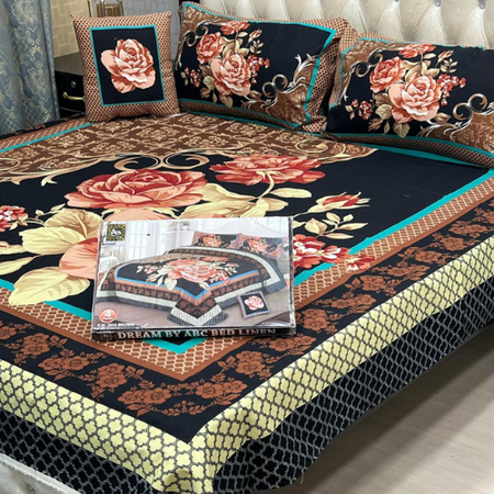 4PCS Premium 3D Design Bedsheet Set – Soft Crystal Cotton | King Size Bedding Collection