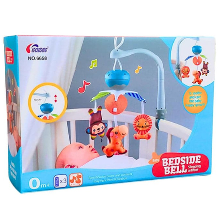 Baby Hanging Bed Bell Musical Crib Mobile with Rotating Toys & Lullabies Newborn Soothing & Sensory Development Toy