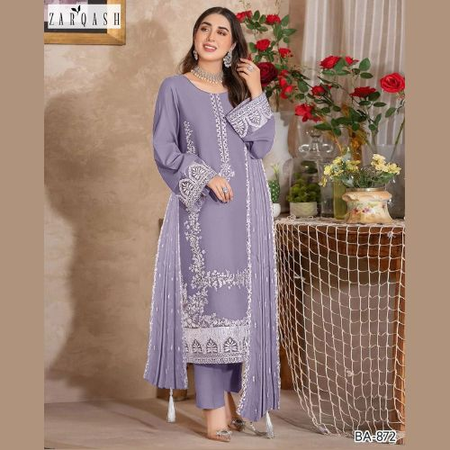Zarqash Banadora Lawn Embroidered Suit – 3-Piece Set with Daman Patch & Bamber Chiffon Dupatta | Elegant Summer Wear