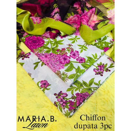 Graceful Eid Lawn Suit by Maria.B Featuring Chiffon Dupatta – PE001