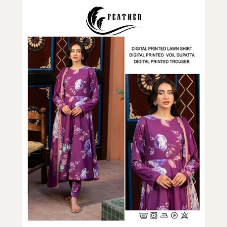 Feathers Lawn Collection Vol 1 – 3PC Digital Printed Summer Suit