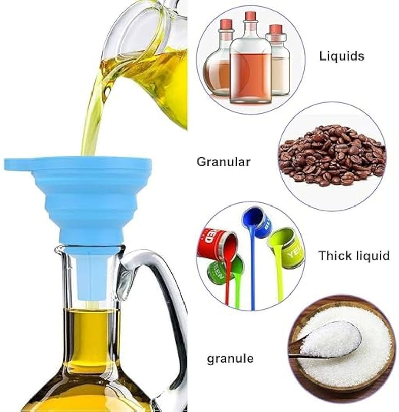 Space-Saving Silicone Funnel - Collapsible for Easy Liquid Pouring Oil Hopper Funnel Kitchen Tools