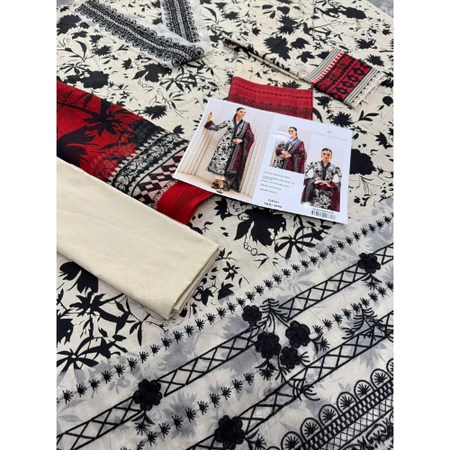 Zainab Chottani 3 Piece Lawn Suit – Embroidered Necklace & Daman Patch with Digital Printed Chiffon Dupatta