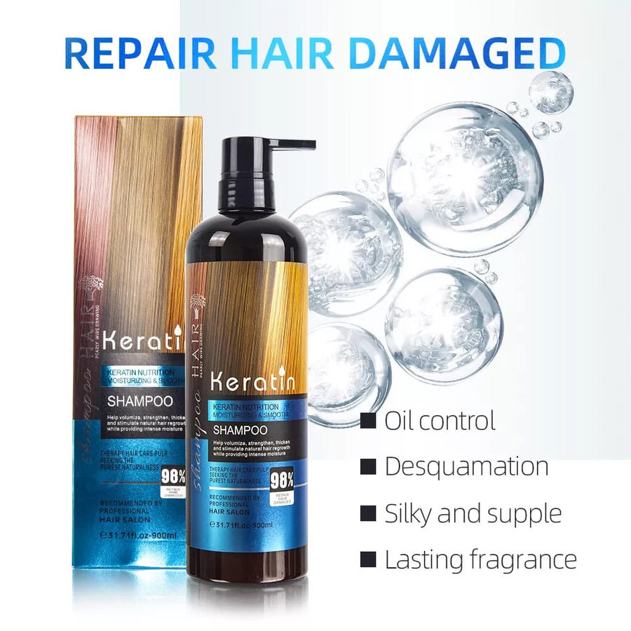 Keratin Nutrition Moisturizing & Repair Shampoo – Professional Hair Revitalizer (900ml)