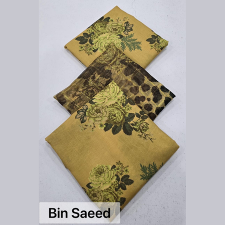 Bin Saeed Lawn 2025 – Premium 3-Piece Unstitched Lawn Suit for Women | Printed Shirt, Diamond Dupatta & Trouser