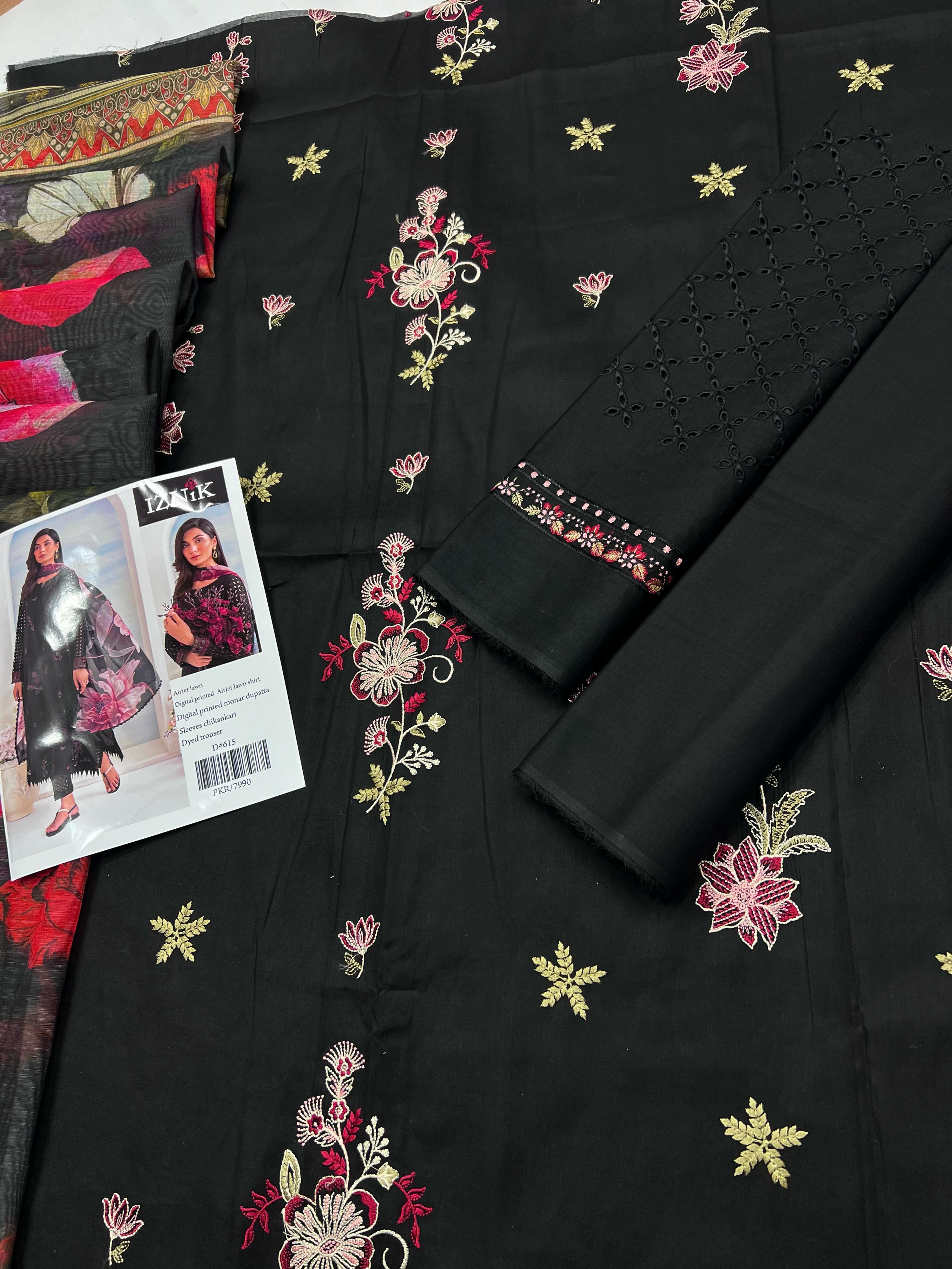 IZNIK Lawn Collection 2025 Premium Lawn Suit with Digital Diamond Dupatta Elegant Embroidered Perfection