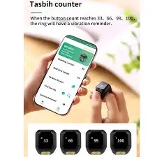 Muslim Smart Digital Tasbeeh Ring with Qibla & Prayer Times
