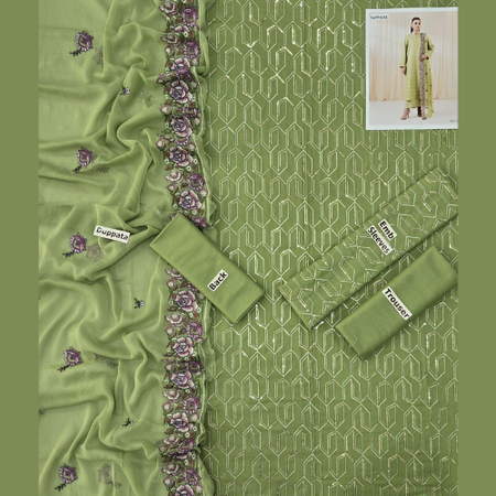 Charizma Embroidered 3PC Lawn Suit – BA861 | Full Front, Sleeves & Dupatta Embroidery with Dyed Trouser – Summer Collection.