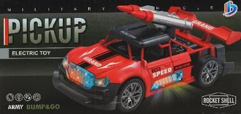 Rocket Shell Pickup Electric Toy Car for Kids – Military Style Bump & Go Vehicle with Light & Sound