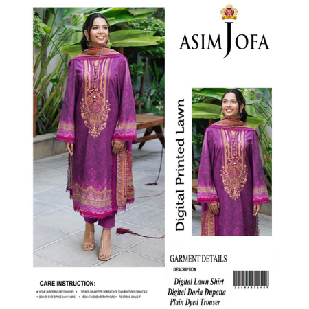 Asim Jofa 2025 Lawn Drop – Digital Shirt & Doria Dupatta Set
