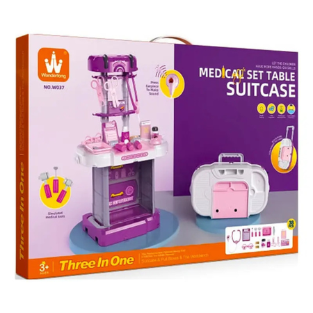 Wandwong Three-in-One Medical Set Table Suitcase Toy for Kids