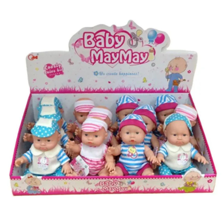 Pack of 12 - Baby MayMay Doll – Assorted Talking Baby Doll with 6 Realistic Sounds | Soft Body Toy for Kids