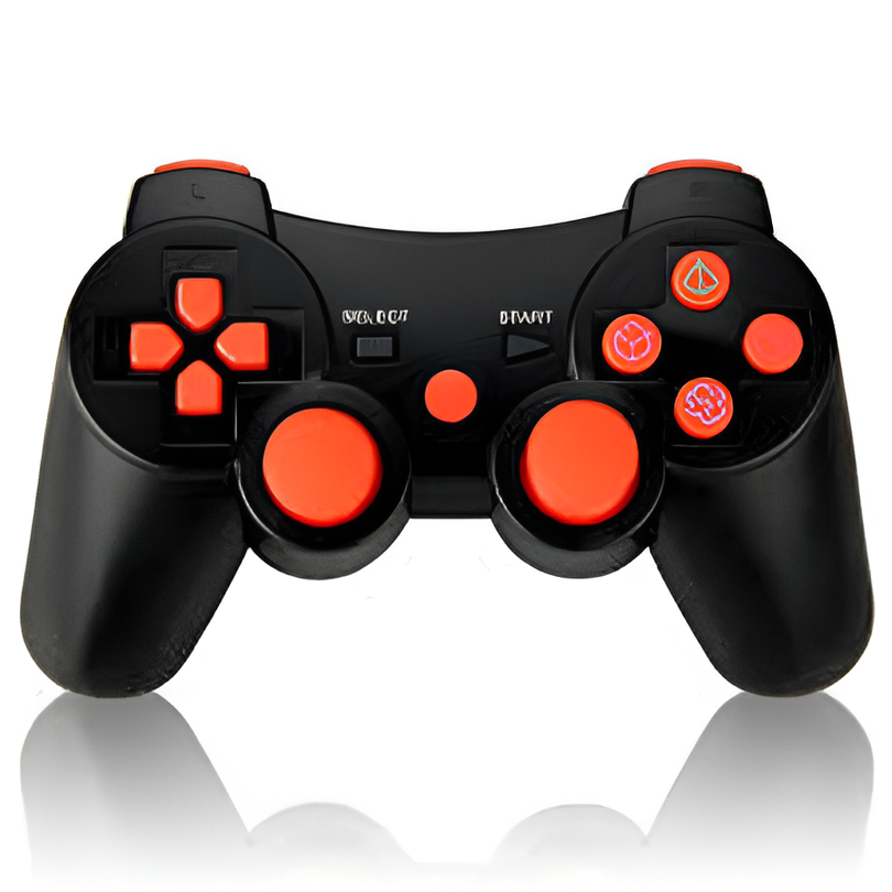 Wireless Bluetooth PS3 Controller Dual Shock + USB Charging Cable Black|Orange