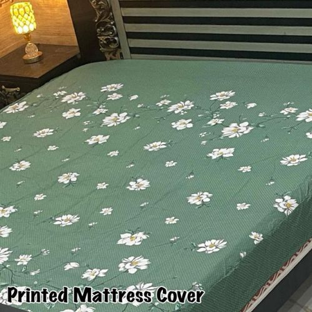 Waterproof King Size Mattress Cover – Terry Cotton, Elastic Fitted | Premium Export Quality |Green White|