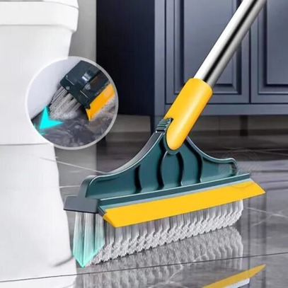 2-in-1 Grout Brush & Floor Scrubber with Extendable Handle - Stiff Bristles & Squeegee ,Viper Brush Bathroom Corner Broom