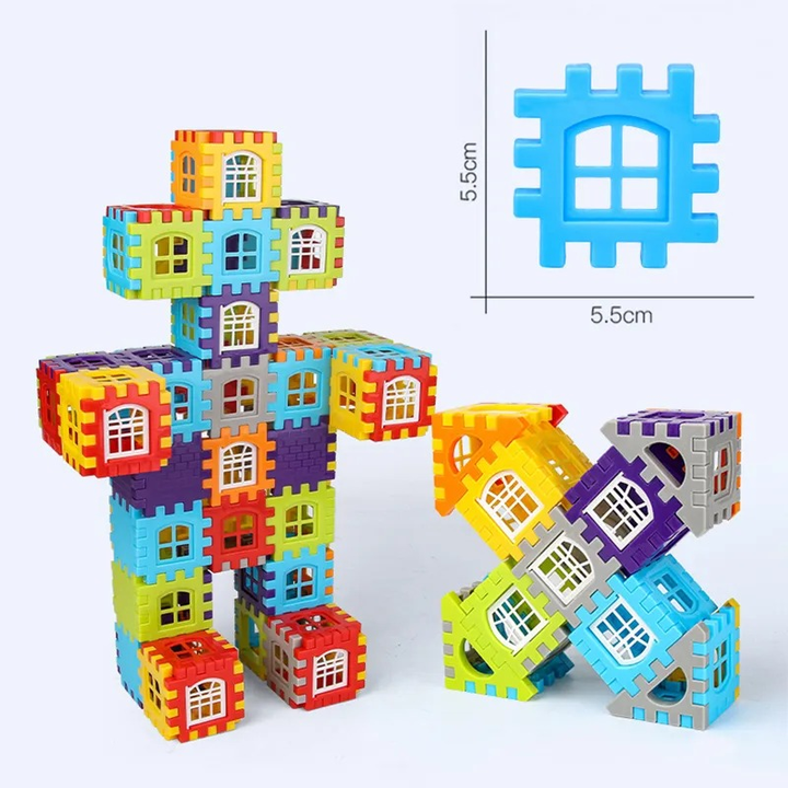 Interlocking Cubes & Triangle Building Blocks Set – Colorful Educational Construction Toy for Kids – Shape Sorting & Creative Play