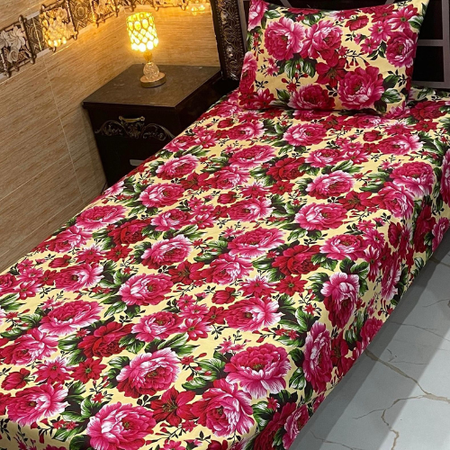 Crystal Cotton Single Bed Sheet Set – Soft, Elegant & Washable 4Pc