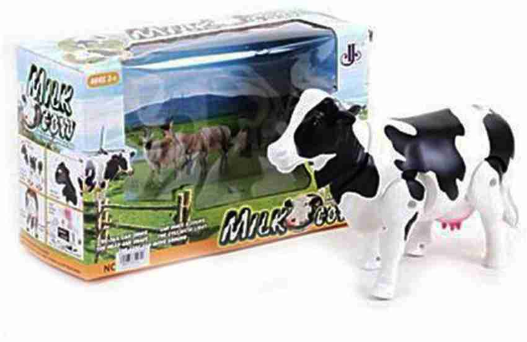 Realistic Battery-Operated Milk Cow Electronic Walking Toy with Mooing Sounds for Toddlers & Kids (Ages 3+)