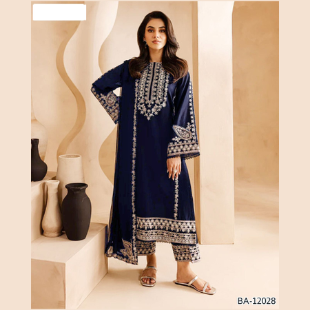 Stylish 3PC Embroidered Lawn Suit with Neck & Daman Patch – Summer Collection by Charizma | Code: BA*861.