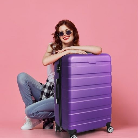 Stylish Pink&Purple Hardside Spinner Luggage | Durable ABS Carry-On with TSA Lock & 360° Wheels | Travel-Ready Suitcase "24 Inches"