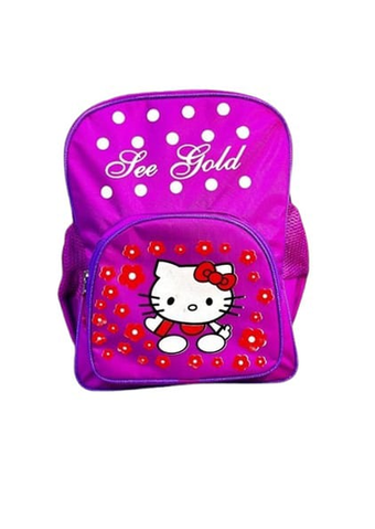 Gold Hello Kitty Backpack bag- Pink Polka Dot School Bag
