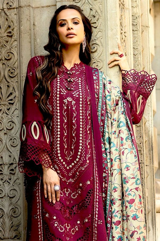 Rang Rasiya 3PC Summer Casual Lawn Suit Embroidered Front with Tarkashi Monark Dupatta Premium Summer Collection