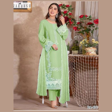 Zarqash Premium Lawn Suit – 3PC Banadora Embroidery with Dupatta