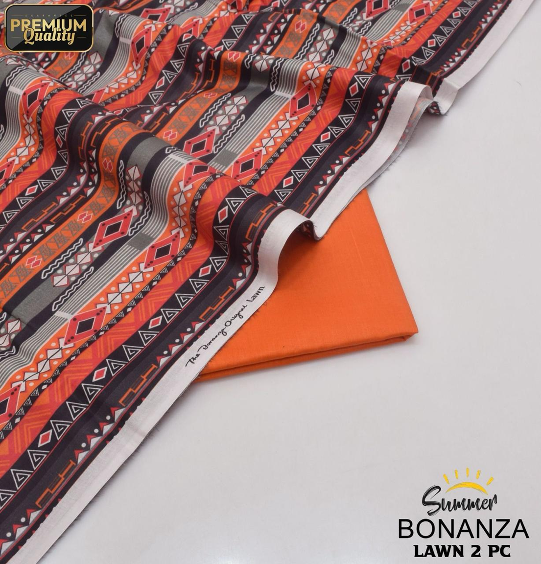 Stand Out in Style BONANZA ORIGINAL Lawn 2025 Bright Orange 2PC Digital Unstitched Suit