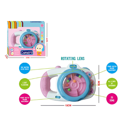 Baby Rattle Bambi Camera Toy with Sound Effects Infant Sensory Toy for Early Development