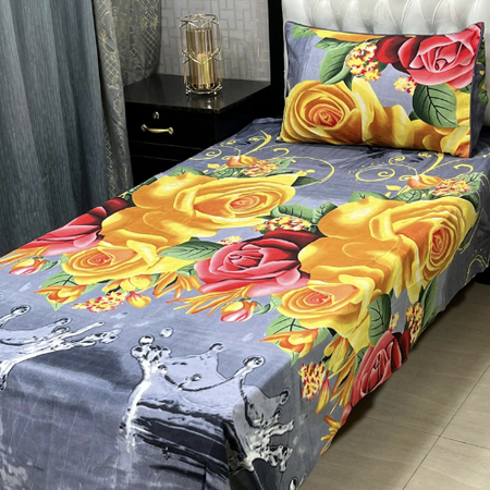 Crystal Cotton 4Pc Single Bed Sheets – Ultra Soft Fabric – 60x90 Size