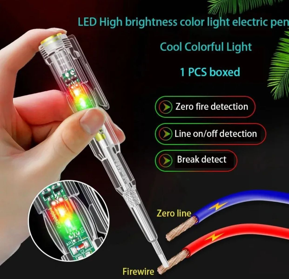 B12 Intelligent Non-Contact AC Voltage Detector Pen with LED Indicator - Live Wire Tester Voltmeter 24-250V Circuit Tester Tool