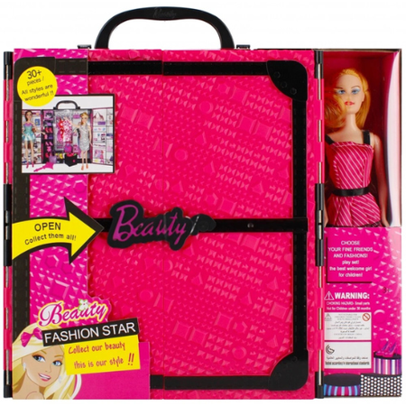 Beauty Fashion Star Doll with Stylish Wardrobe Carry Case – 30+ Accessories