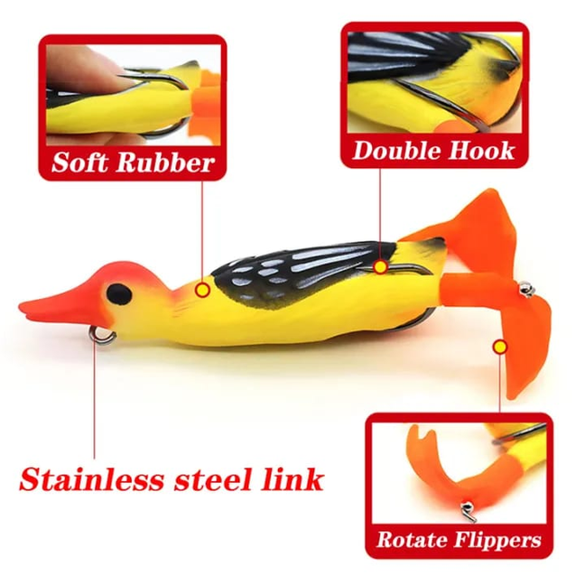 1 Piece Propeller Flipper Duck Fishing Lure Artificial Bait Duckling 3D Eyes Duckling Fishing Frog Lure